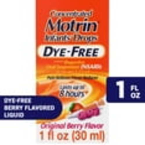Motrin Infants' Concentrated Baby Pain Meds, Dye-Free Ibuprofen Liquid Drops, Berry, 1 fl. oz
