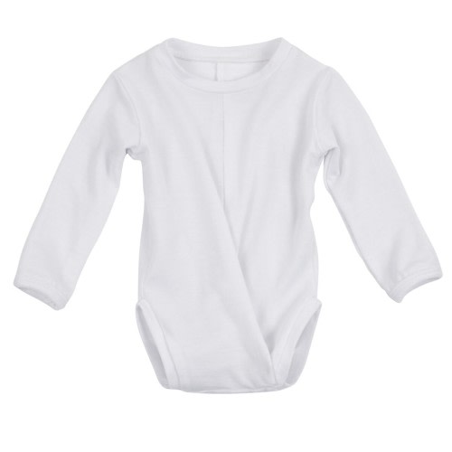 (Set of 5) Peasy Co. No-Snap Long Sleeve White Unisex Bodysuits, LOT