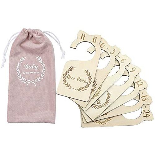 Premium Wood Baby Closet Dividers,Set of 7,from Newborn to 24 Month,Baby Closet Organizers,Nursery Decor,Baby Clothes Organizers (Style-1)