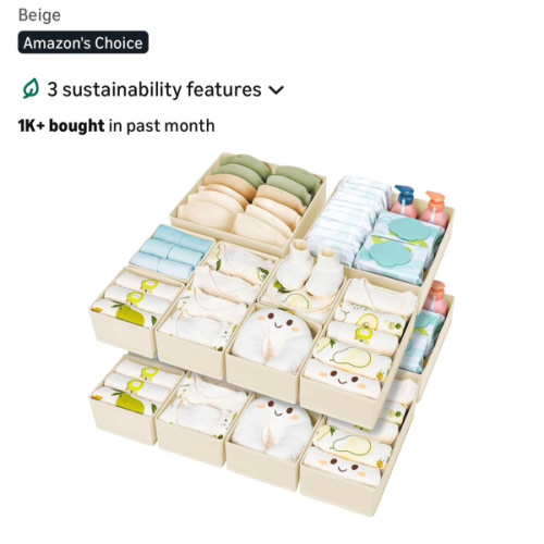 DIMJ Drawer Organizer Clothes 15 Pack - Foldable Baby Organizers and Storage & Closet Organizers for Bedroom, Closet - Nursery Organization Dresser Dividers for underwear, Sock,Bra, Belt, Tie, Beige