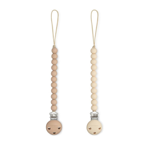 Comfy Cubs Pacifier Clips 2 Pack - 100% Food Grade Silicone Baby Pacifier Clips, BPA & PVC Free - CPSIA Certified, Lightweight and Flexible Baby Gifts - Beige & Light Beige