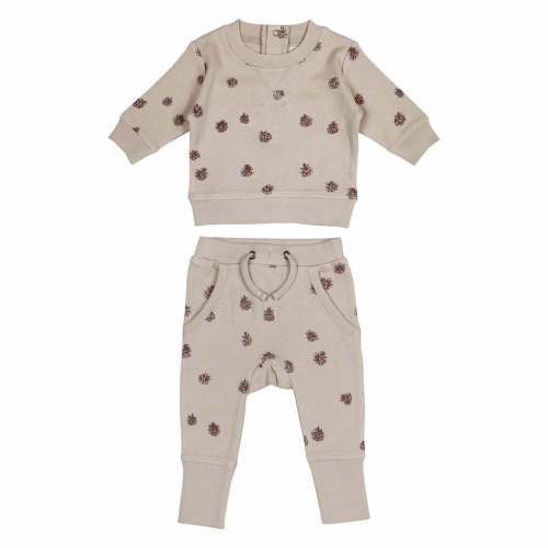 Organic Sweatshirt & Jogger Set in Oatmeal Pinecone – L'ovedbaby