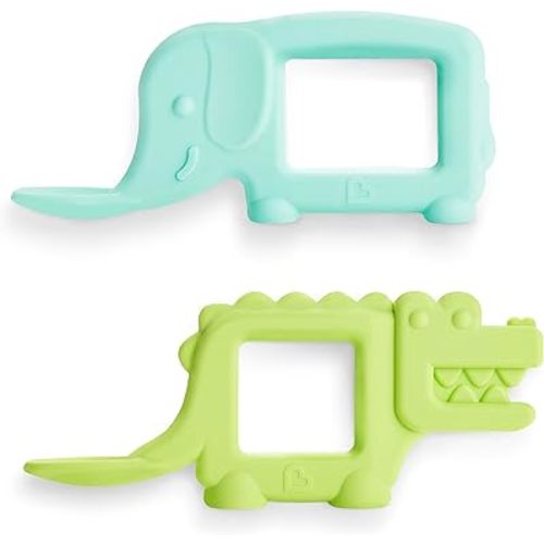 Munchkin® The Baby Toon™ Silicone Teether Spoon, 2 Pack, Elephant/Alligator (As Seen On Shark Tank)