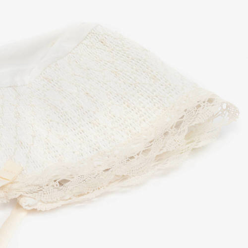 Paz Rodríguez - Ivory Lace Trimmed Baby Bonnet | Childrensalon