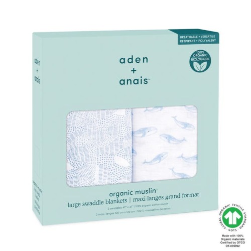 Oceanic Organic Cotton Swaddles 2pk | aden + anais
