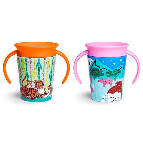 Munchkin® Miracle® 360 Wildlove Trainer Cup, 6 Oz, 2 Pack, Tiger/Rhino