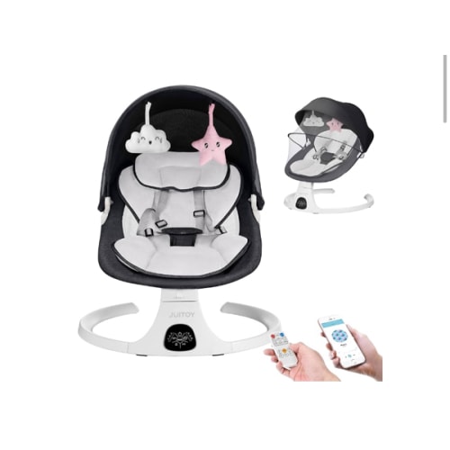 Baby Swing for Infants to Toddler Electric Newborn Swing with 5-Speed 3-Seat Positions 5-Point Carabiner,with Bluetooth Music 10-Preset Melodies, Indoor and Outdoor use