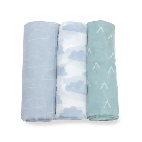 Bubba Nordic Muslin Wrap Sky/Mint 3 Pack | Baby Bunting AU