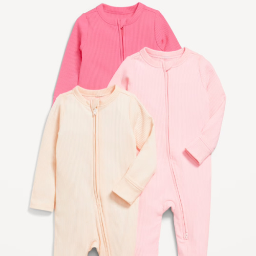 Unisex 2-Way-Zip Sleep & Play Footed One-Piece 3-Pack for Baby