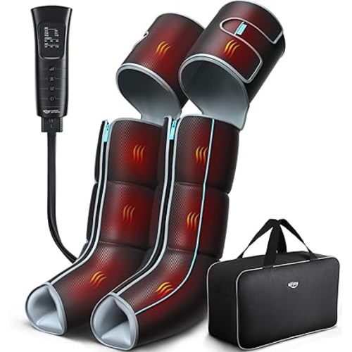 ALLJOY Leg Massager with Heat and Compression, Leg Massager for Circulation and Pain Relief Helpful for Swollen Legs, Edema, RLS, Gifts for Dad Mom Men Women