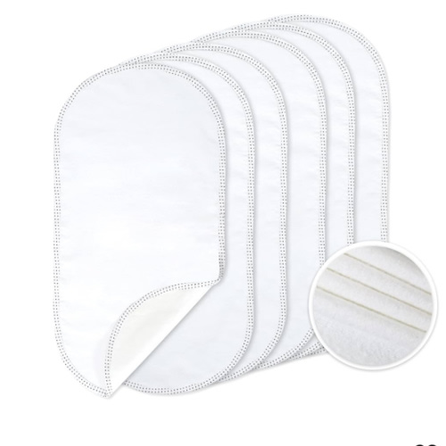 TILLYOU Waterproof Changing Pad Liners 6 Pack, 100% Cotton Reusable Cloth Diaper Liners, White