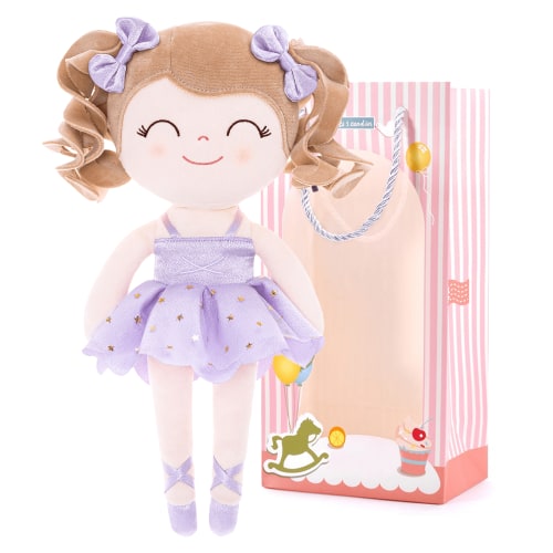 Gloveleya Baby Girl Gifts Plush Dolls Toddler Stuffed Doll Soft Girls Toy Ballerina Lavender 13 Inches with Gift Box