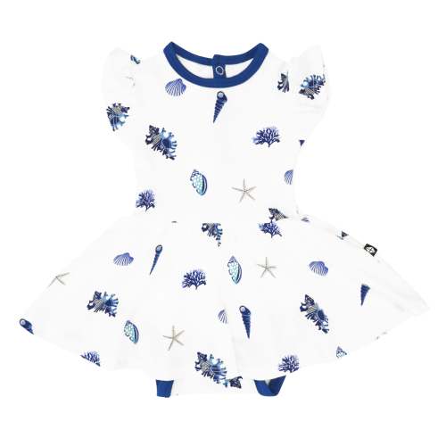 Twirl Bodysuit Dress in Royal Shell