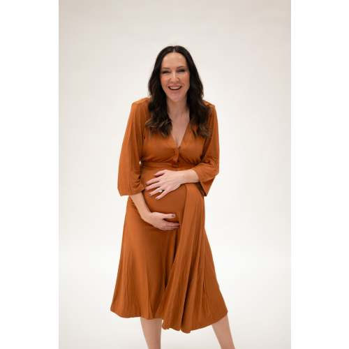 Lila Labor & Postpartum Gown in Burnt Orange