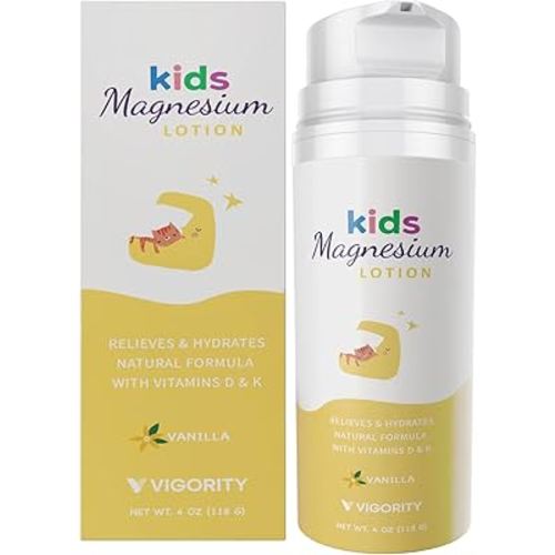 Vigority Magnesium Lotion for Kids & Babies Sleep - Bedtime Body Cream with Vanilla, Multi Vitamins & Botanical Extracts – Soothing Topical Magnesium for Relaxation, Calming & Soothing Relief