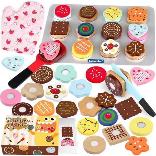 Amazon.com: Wooden Cookie Play Food Set for Kids Kitchen Accessories Food Toys for Toddlers 1-3 Pretend Play Slice and Bake Gift for 3 4 5 Years Old Girls and Boys Toddler Learning Toys : Toys & Games