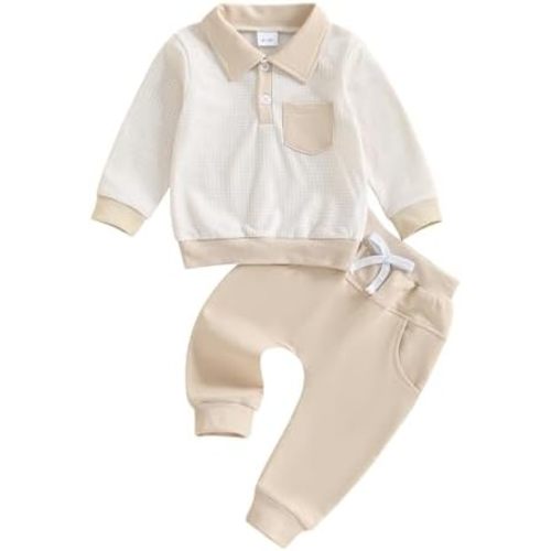 Toddler Baby Boy Fall Clothes Plaid Long Sleeve Sweatshirt Tops + Casual Pants Sets 2pcs Infant Boy Winter Clothes