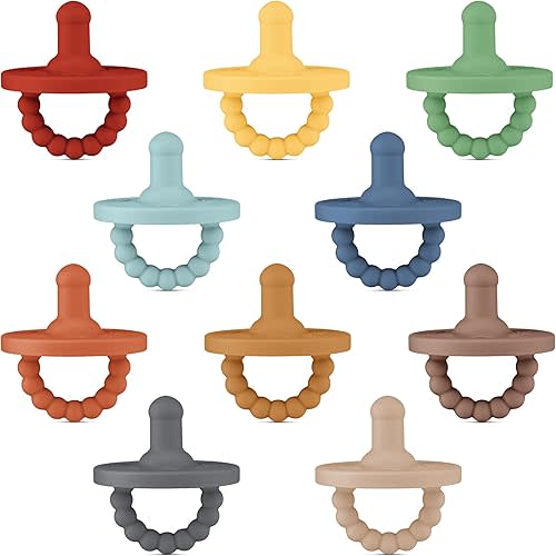 Ryan & Rose Cutie PAT Pacifier Teether 10 Pack Assorted Colors (Monterey (Boy), Stage 1)