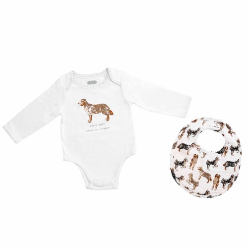 Aussie Dog Bodysuit and Bib Set | Mud Pie