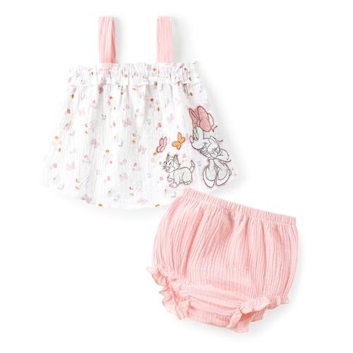 Disney Princess Baby Girl Clothes: Floral Sleeveless Ruffle Tunic Top & Bloomer Diaper Cover Set Newborn Summer Outfits