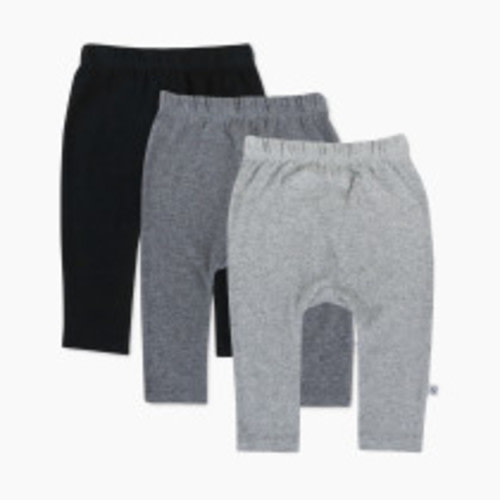Honest Baby Clothing 3-Pack Organic Cotton Cuff-less Harem Pants - Gray Ombre, 0-3 M
