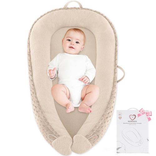 Baby Lounger - Infant Lounger Pillow for Newborn 0-24 Months, Soft, Breathable & Portable Baby Lounger Pillow for Boys & Girls, Cozy Baby Floor Seat for Home & Travel (Beige)
