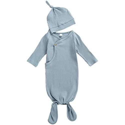 Twopumpkin Baby Girl Boy Coming Home Knotted Gown Unisex Newborn Infant Sleep Onesie Outfit Cute Baby Winter Pajamas