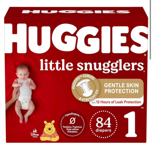 Huggies Little Snugglers Baby Diapers, Size 1 (8-14 lbs), 84 Ct, Newborn Diapers