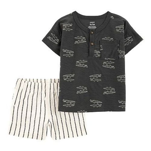 Baby & Toddler Boy Carter's 2-pc. Alligator Henley Tee & Striped Shorts Set