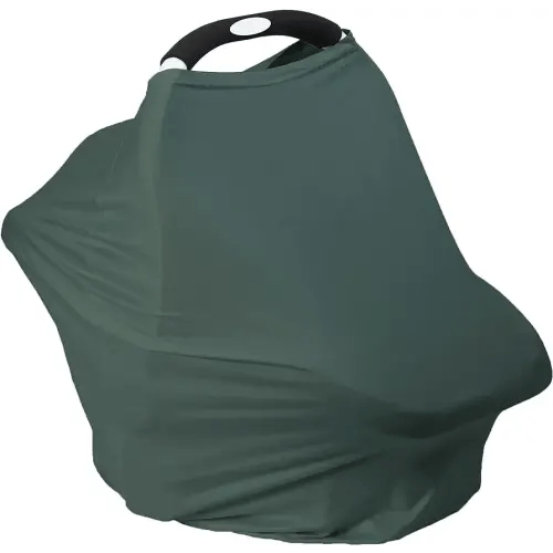 Breathable Car Seat Cover for Babies – Multi-Purpose Soft Rayon Nursing Cover for Breastfeeding, High Stretchy Infant Carseat Canopy, Stroller Cover (Smooth Rayon, Roman Green)