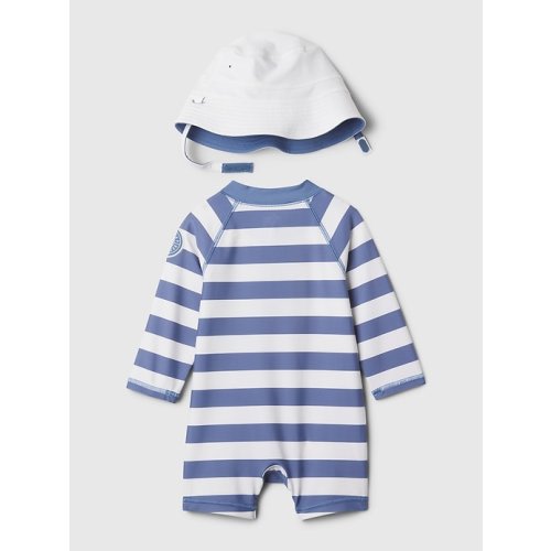 Baby Rash Guard Swim Set in navy stripe