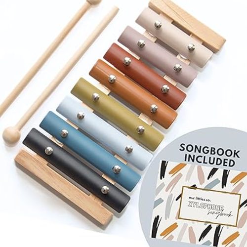 Neutral Xylophone Instrument | Montessori Musical Toy for Toddlers & Kids Song Book | Educational Developmental Sensory Toys Non-Toxic Safe Gift Organic | Designed in USA