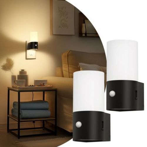 DORESshop LED Motion Sensor Night Light Plug in [2 Pack], 100LM Dimmable, 3000K Soft White, Auto On/Off for Hallway, Bedroom