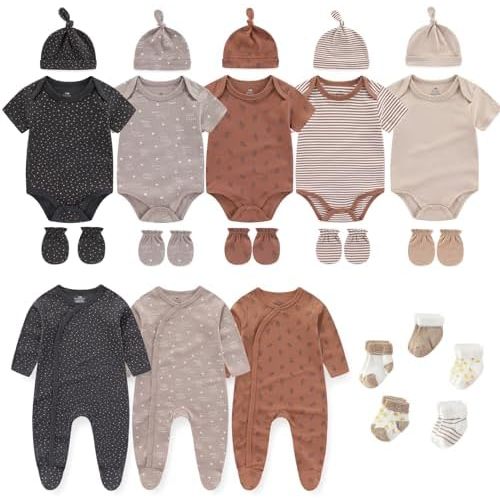 New Born Clothes Boy Girl Layette Set Cotton Snap Baby Clothing and Accessories 0-12 Months, 23-pack