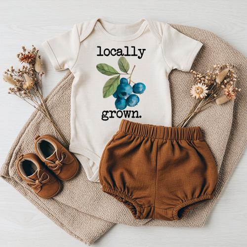 Locally Grown Blueberries Natural Organic Baby Bodysuit