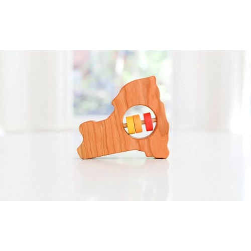 Personalized Baby Gift - New York State Baby Rattle™ - Modern Wooden Baby Toy - Organic and Natural