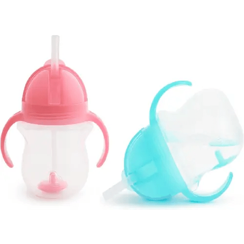 Munchkin Click Lock 7 Ounce Weighted Flexi-Straw Cup (2 Count, Pink/Blue)