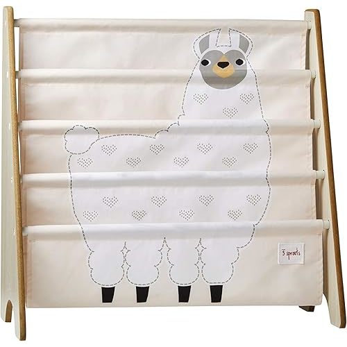 3 Sprouts Kids Book Rack - Space-Saving Bookshelf for Children's Room - Toddler Bookcase Organizer, Book Shelf Ages 3+, Llama