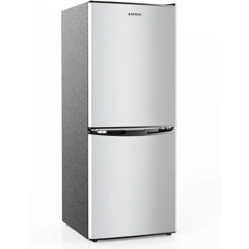 BANGSON Small Refrigerator with Freezer, 4.0 Cu.Ft, Small Fridge with Freezer, 2 Door, with Bottom Freezer, Compact Refrigerator for Apartment Bedroom Dorm and Office, Silver