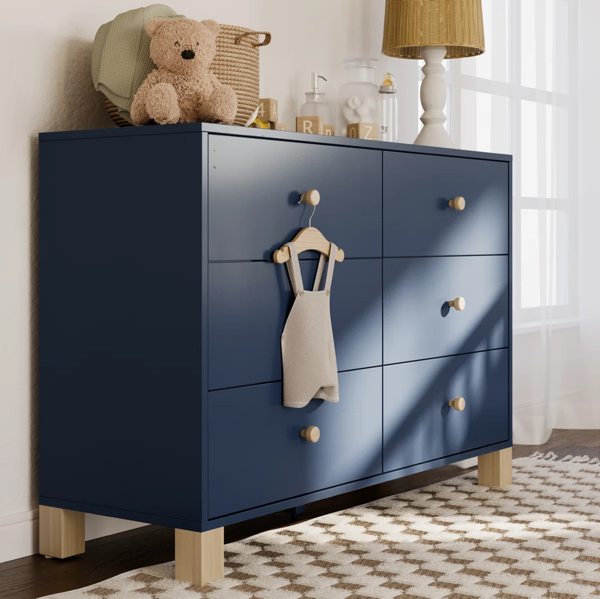 Storkcraft California 6 Drawer Dresser - Midnight Blue / Driftwood