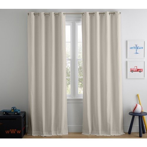 Evelyn Linen Grommet Blackout Curtain | Pottery Barn Kids