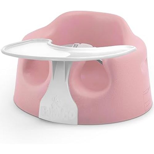 Bumbo Baby Floor Seat, Soft and Supportive Booster Chair with Harness and Tray, Pink