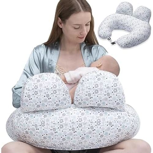 AMCATON Breastfeeding Pillow for Mom, Nursing Pillow for Breastfeeding, Breastfeeding Pillow with Adjustable Strap, Fence Protection (Flower)