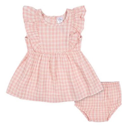 Gerber Baby And Toddler Girls' Gauze Dress & Diaper Cover Set - Gingham - 5t - 2-piece