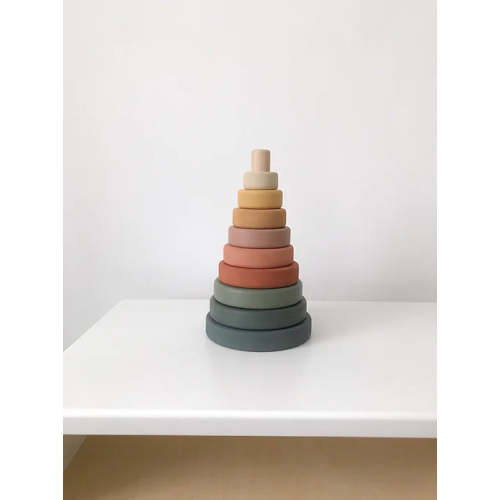 SABO concept Wooden Pyramid Stacker - Green & Mustard