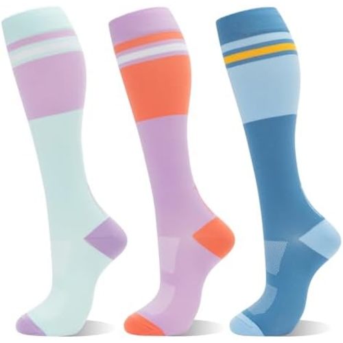 fenglaoda Compression Socks for Women Men 3 Pairs Graduated Compression Support Circulation Socks for Nurses