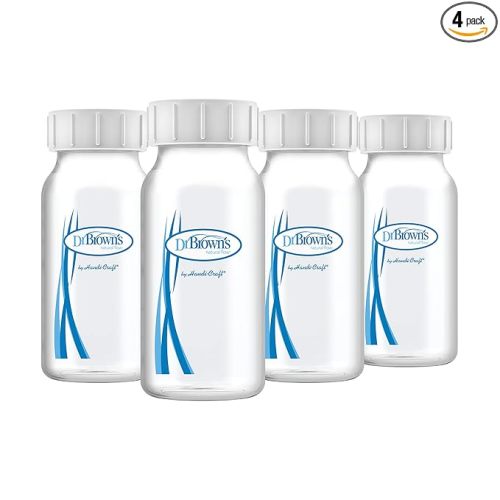 Dr. Brown's Breast Milk Collection Bottles with Storage Caps, Breast Pumps Compatible, Collect, Store, and Keep Milk Fresh, BPA Free – 4-Pack