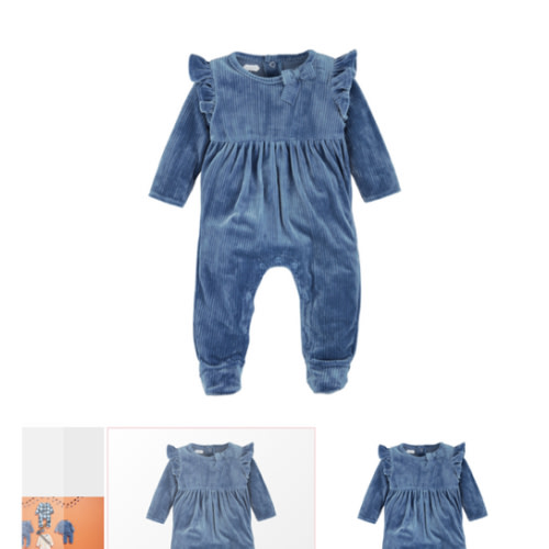 Blue Velour Baby Sleeper