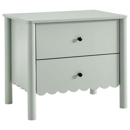Emmeline Scalloped 2-Drawer Nightstand in Sage