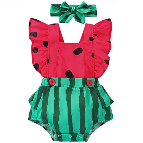 Mubineo Baby Girl Summer Fruit Rompers Clothes Newborn Outfits Flower Ruffle Sleeveless Romper Overalls
